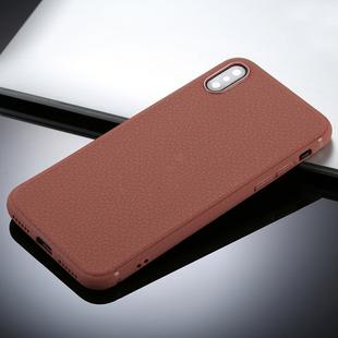 For iPhone X / XS Litchi Texture TPU Protective Soft Back Case (Brown)