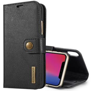 For iPhone X / XS DG.MING  Crazy Horse Texture Horizontal Flip Detachable Magnetic Protective Case with Holder & Card Slots & Wallet(Black)