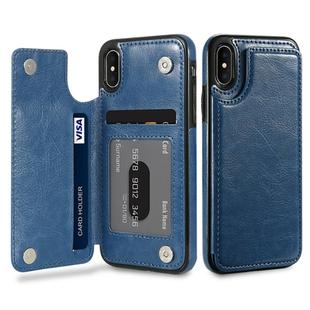 FLOVEME for    iPhone X / XS   Crazy Horse Texture  Horizontal Flip Leather Protective Case with Card Slots & Holder(Dark Blue)