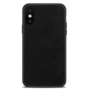 For iPhone X MOFI Anti-slip Full Coverage PC + TPU + Cloth Protective Back Cover Case(Black)