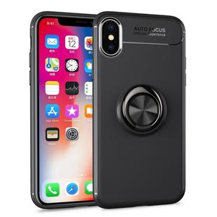 For iPhone X / XS Metal Ring Holder 360 Degree Rotating TPU Case (Black)