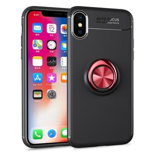 For iPhone X / XS Metal Ring Holder 360 Degree Rotating TPU Case  (Black+Red)