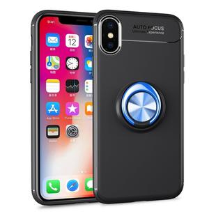 For iPhone X / XS Metal Ring Holder 360 Degree Rotating TPU Case (Black+Blue)