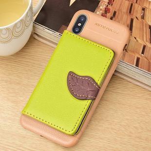 For iPhone X / XS Leaf Style Magnetic Leather Case  with Holder & Card Slots & Wallet & Photo Frame (Green)