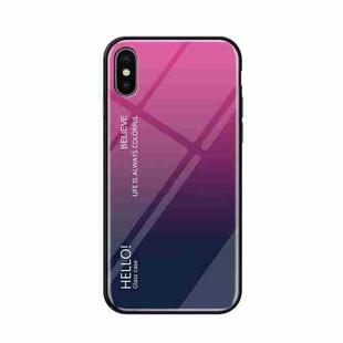 For iPhone X / XS Gradient Color Glass Case (Magenta)