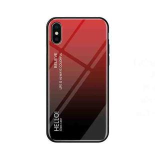 For iPhone X / XS Gradient Color Glass Case (Red)