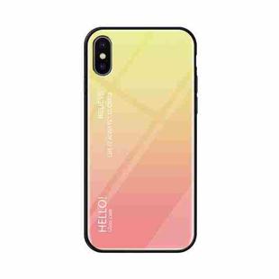 For iPhone X / XS Gradient Color Glass Case (Yellow)