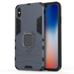 PC + TPU Shockproof Protective Case for   iPhone X / XS  , with Magnetic Ring Holder (Navy Blue)