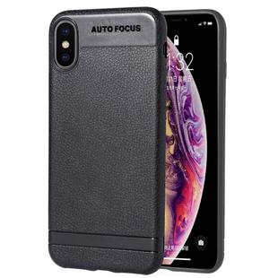 For iPhone X / XS Litchi Texture TPU Shockproof Case (Black)
