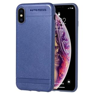 For iPhone X / XS Litchi Texture TPU Shockproof Case (Blue)