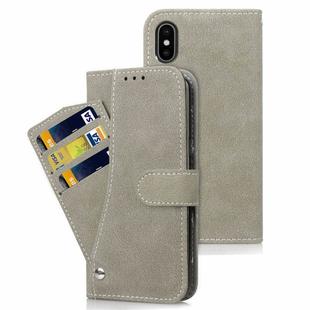 For iPhone XS Frosted TPU Horizontal Flip Leather Case with Holder & Card Slots & Wallet & Photo Frame (Grey)