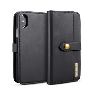 For iPhone X DG.MING Lambskin Detachable Horizontal Flip Magnetic Case with Holder & Card Slots & Wallet (Black)