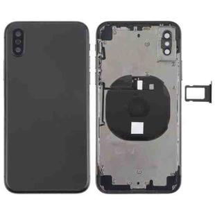 Battery Back Cover Assembly with Side Keys & Wireless Charging Module & Volume Button Flex Cable & Card Tray for iPhone X(Black)