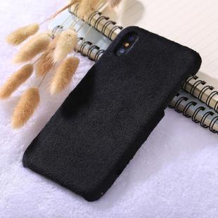 For iPhone X / XS Plush Protective Back Cover Case  (Black)