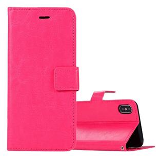 For iPhone X / XS Crazy Horse Texture Horizontal Flip Leather Case with Holder & Card Slots & Wallet & Photo Frame(Magenta)