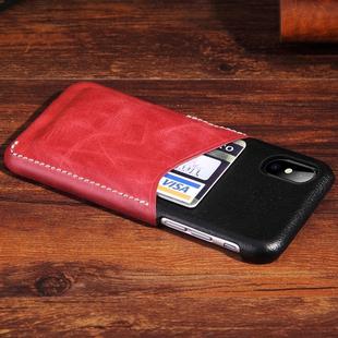 For iPhone X / XS Contrast Color PU Leather Protector Back Case with Card Slot (Red)