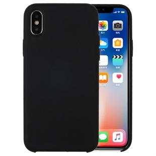 For iPhone X / XS Pure Color Liquid Silicone + PC Dropproof Protective Back Cover Case(Black)