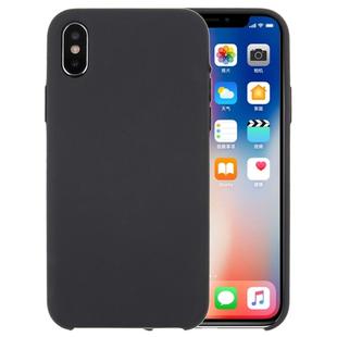 For iPhone X / XS Pure Color Liquid Silicone + PC Dropproof Protective Back Cover Case(Dark Gray)