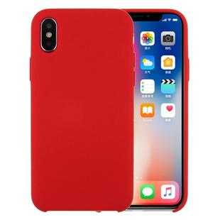 For iPhone X / XS Pure Color Liquid Silicone + PC Dropproof Protective Back Cover Case(Red)