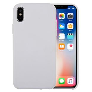 For iPhone X / XS Pure Color Liquid Silicone + PC Dropproof Protective Back Cover Case(White)