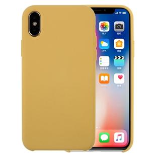 For iPhone X / XS Pure Color Liquid Silicone + PC Dropproof Protective Back Cover Case(Yellow)