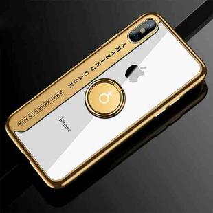 For iPhone X CAFELE Ultra-thin Electroplating Soft TPU Protective Back Cover Case with Ring Holder(Gold)