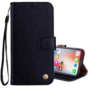 For iPhone X / XS Business Style Oil Wax Texture Horizontal Flip Leather Case with Holder & Card Slots & Wallet (Black)