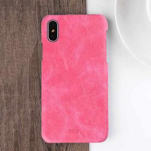 For iPhone X MOFI Crazy Horse Texture Leather Surface PC Protective Back Cover Case(Magenta)