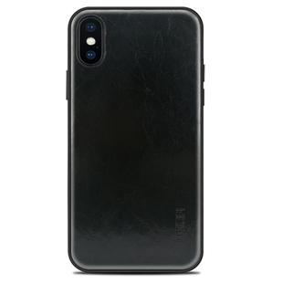 For iPhone X MOFI Shockproof PU Paste Protective Back Case(Black)