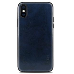 For iPhone X MOFI Shockproof PU Paste Protective Back Case(Navy Blue)