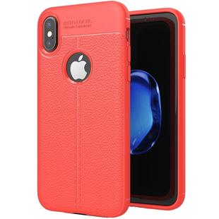 For iPhone X / XS Litchi Texture TPU Protective Back Cover Case (Red)