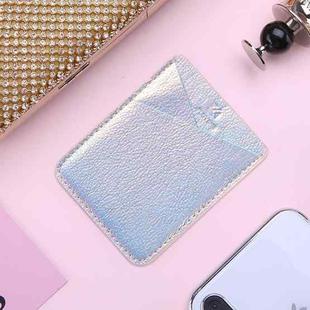 Adhesive Stick-on Phone Holder ID Credit Card Sleeve Laser Color Print Leather Pouch for 4.7-5.8 inch Android & iPhone Smartphones