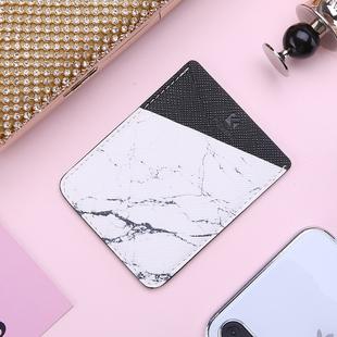 Adhesive Stick-on Phone Holder ID Credit Card Sleeve Marble Print Leather Pouch for 4.7-5.8 inch Android & iPhone Smartphones