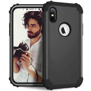 For iPhone X / XS Diamond Series Electroplating PC +  Silicone Protective Case(Black)
