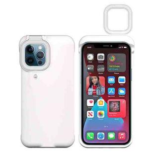 For iPhone 12 Pro Max Ring Flash Selfie Fill Light Protective Case (White)