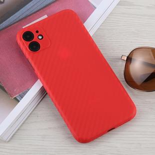 For iPhone 11 Carbon Fiber Texture PP Protective Case (Red)