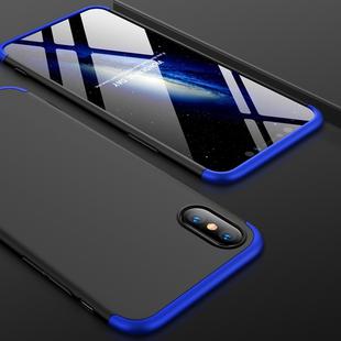 For iPhone XS Max GKK Three Stage Splicing Full Coverage PC Case (Black+Blue)