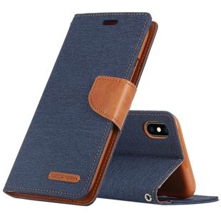 GOOSPERY CANVAS DIARY Denim Texture Horizontal Flip Leather Case for iPhone XS Max, with Holder & Card Slots & Wallet (Dark Blue)