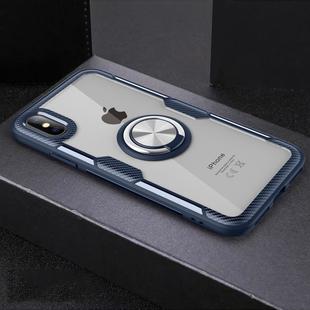 For iPhone XS Max Magnetic 360 Degree Rotation Ring Holder Armor Protective Case (Navy Blue)