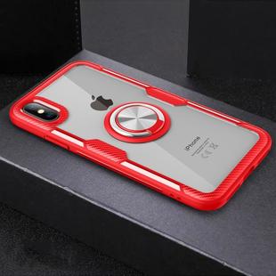 For iPhone XS Max Magnetic 360 Degree Rotation Ring Holder Armor Protective Case (Red)