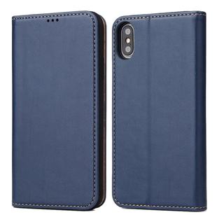 For iPhone XS Max Horizontal Flip PU Leather Case with Holder & Card Slots & Wallet(Blue)