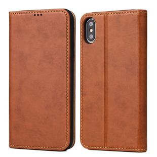 For iPhone XS Max Horizontal Flip PU Leather Case with Holder & Card Slots & Wallet(Brown)