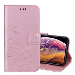 For iPhone XS Max Rose Embossed Horizontal Flip PU Leather Case with Holder & Card Slots & Wallet(Rose Gold)