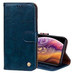 For iPhone XS Max Business Style Oil Wax Texture Horizontal Flip Leather Case with Holder & Card Slots & Wallet (Blue)