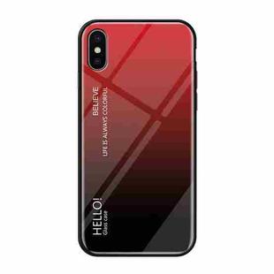 For iPhone XS Max Gradient Color Glass Case (Red)