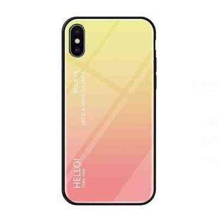 For iPhone XS Max Gradient Color Glass Case (Yellow)