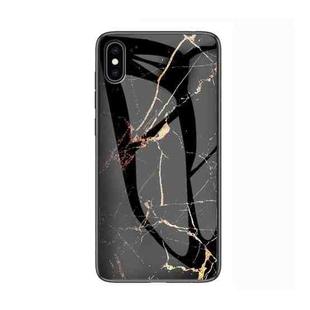 For iPhone XS Max Marble Glass Protective Case(Black Gold)
