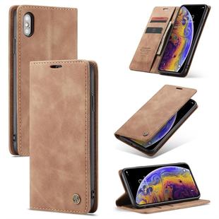 For iPhone XS Max CaseMe-013 Multifunctional Retro Frosted Horizontal Flip Leather Case with Card Slot & Holder & Wallet(Brown)