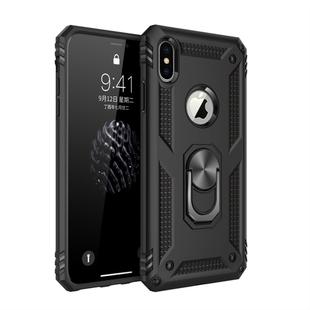 For iPhone XS Max Sergeant Armor Shockproof TPU + PC Protective Case with 360 Degree Rotation Holder (Black)