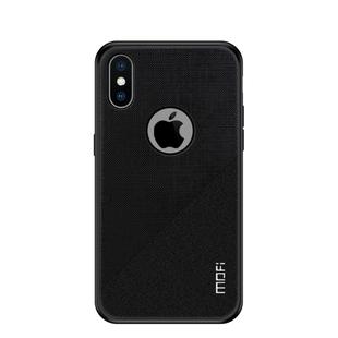 For iPhone XS Max MOFI Shockproof TPU + PC + Cloth Pasted Case (Black)